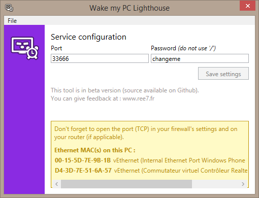 Lighthouse screenshot on Windows 8